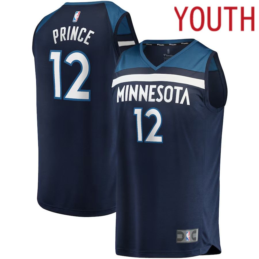 Youth Minnesota Timberwolves #12 Taurean Prince Fanatics Branded Navy Fast Break Replica NBA Jersey